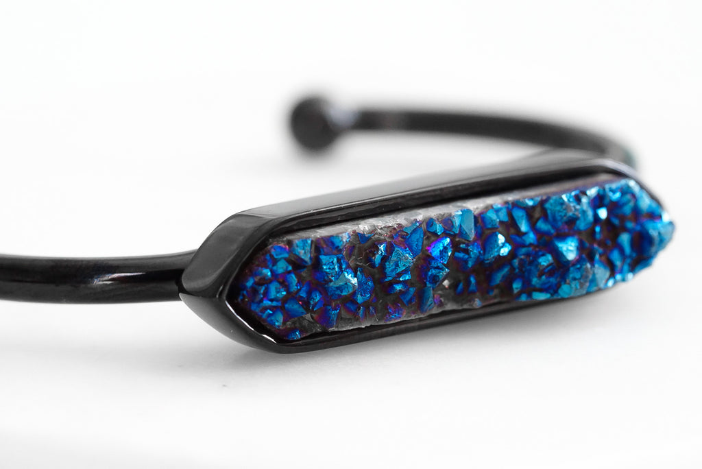 Bangle Collection - Black Ondine Blue Quartz Bracelet
