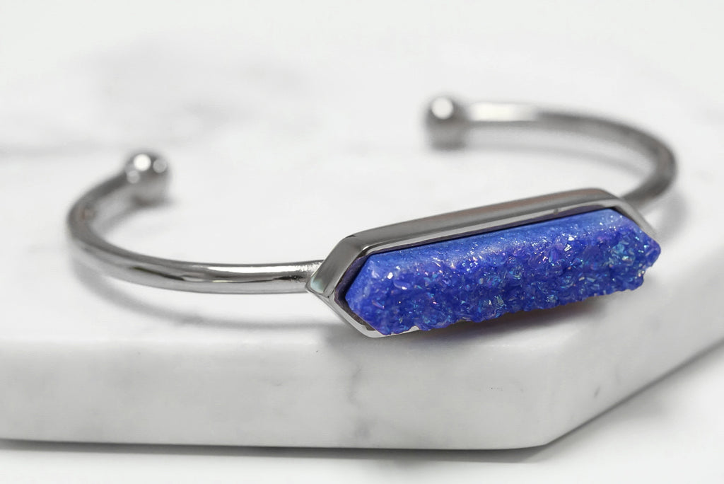 Bangle Collection - Silver Cobalt Quartz Bracelet
