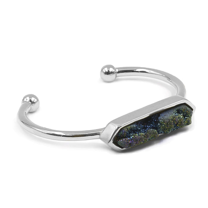 Bangle Collection - Silver Elara Cosmic Quartz Bracelet (Unique)