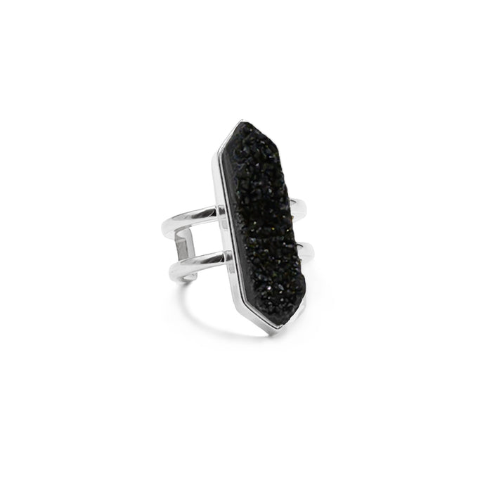 Bangle Collection - Silver Magna Raven Quartz Ring