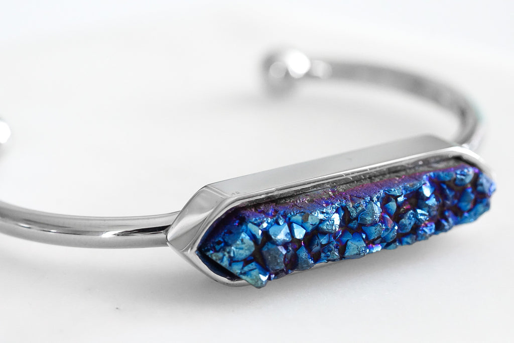 Bangle Collection - Silver Ondine Blue Quartz Bracelet