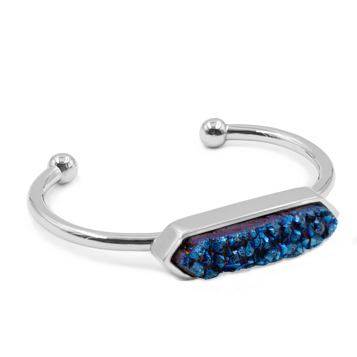 Bangle Collection - Silver Ondine Blue Quartz Bracelet (Wholesale)