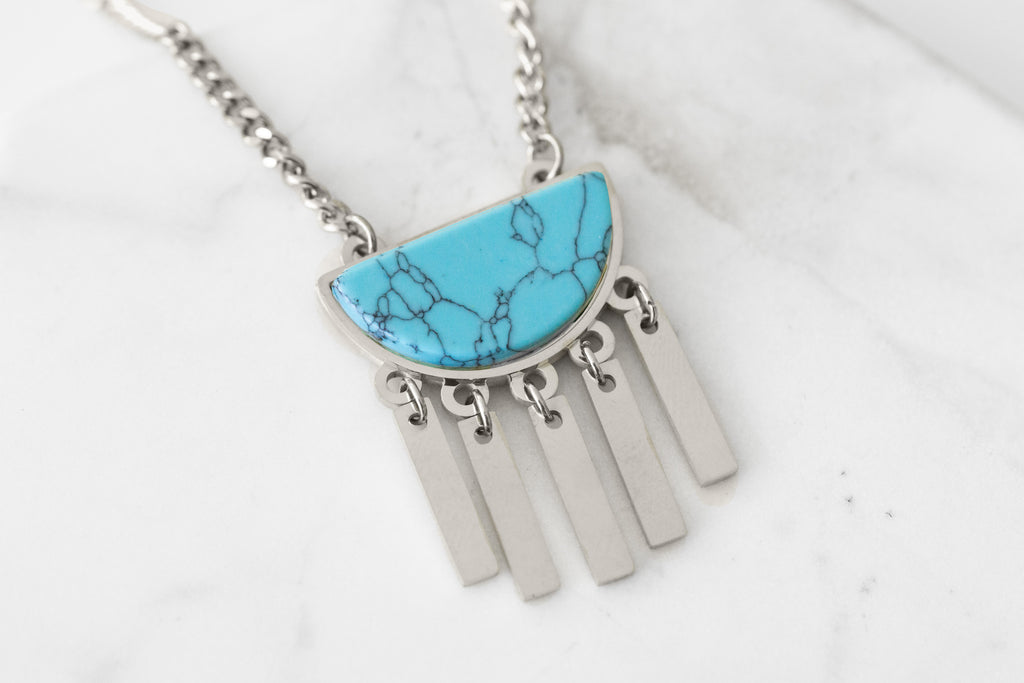 Bianca Collection - Silver Turquoise Necklace
