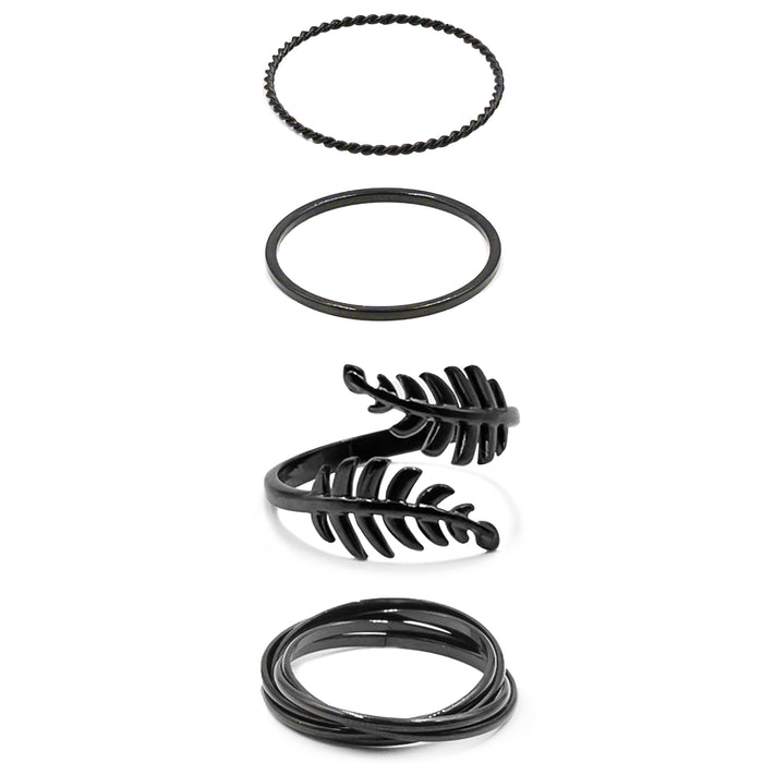 Black Myla Ring Set (Wholesale)