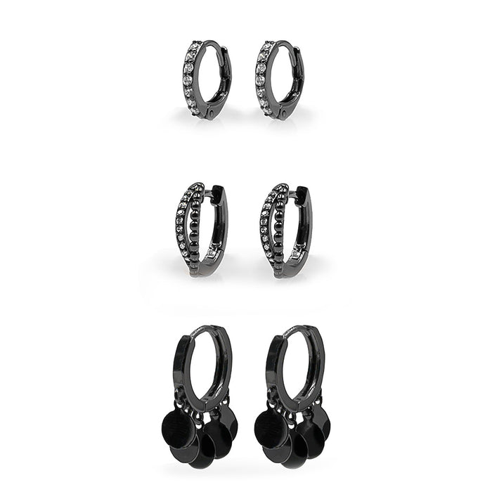 Black Thalia Earrings Set (Wholesale)
