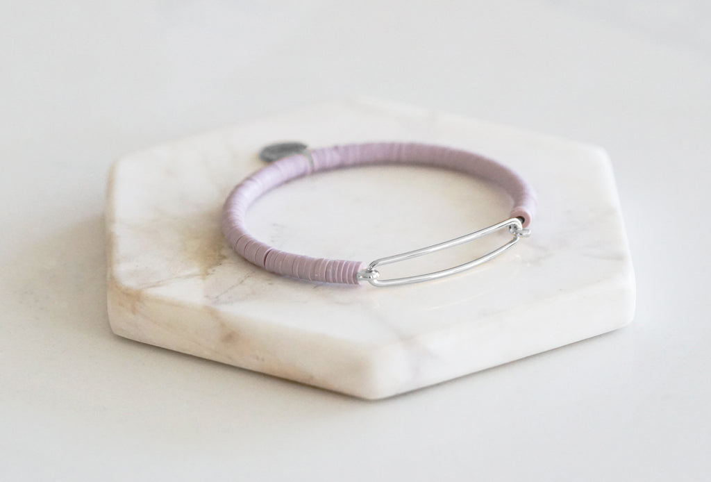 Charm Collection - Silver Lilac Bar Bracelet