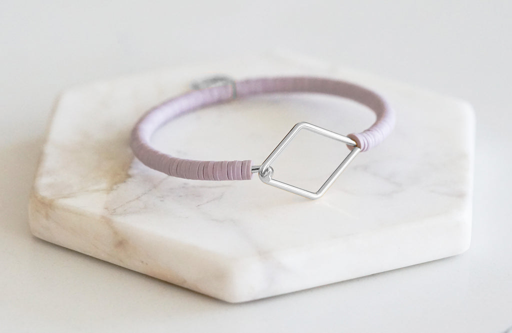 Charm Collection - Silver Lilac Diamond Bracelet