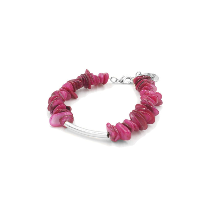 Chip Collection - Silver Raspberry Wine Bracelet