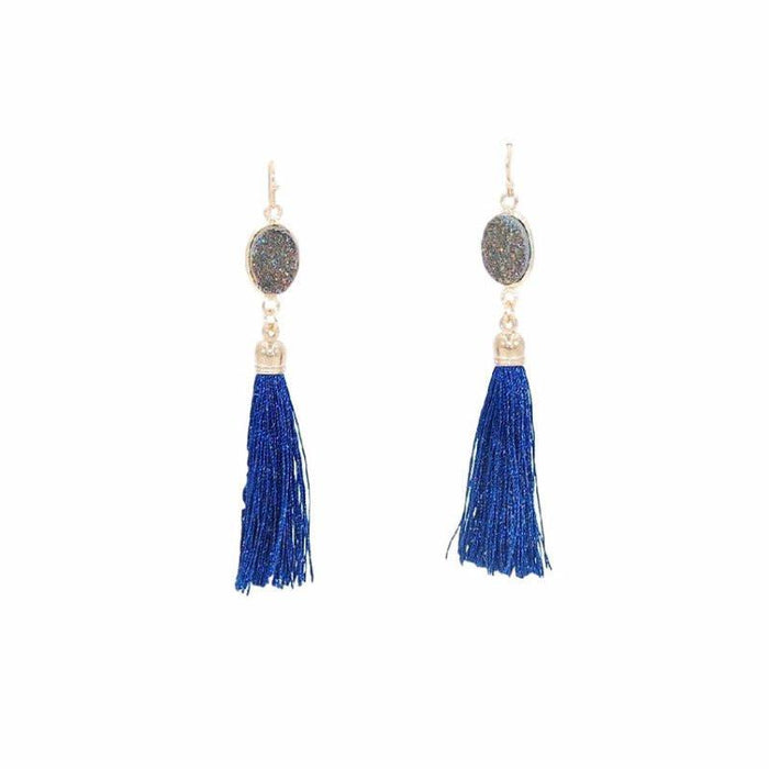 Fringe Collection - Cobalt Drop Earrings (Wholesale) - Kinsley Armelle