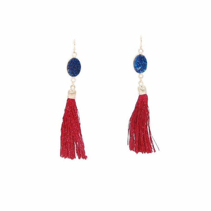 Fringe Collection - Crimson Drop Earrings (Wholesale) - Kinsley Armelle