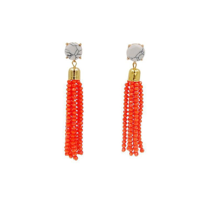 Tassel Collection - Apricot Glass Beaded Earrings (Ambassador) - Kinsley Armelle