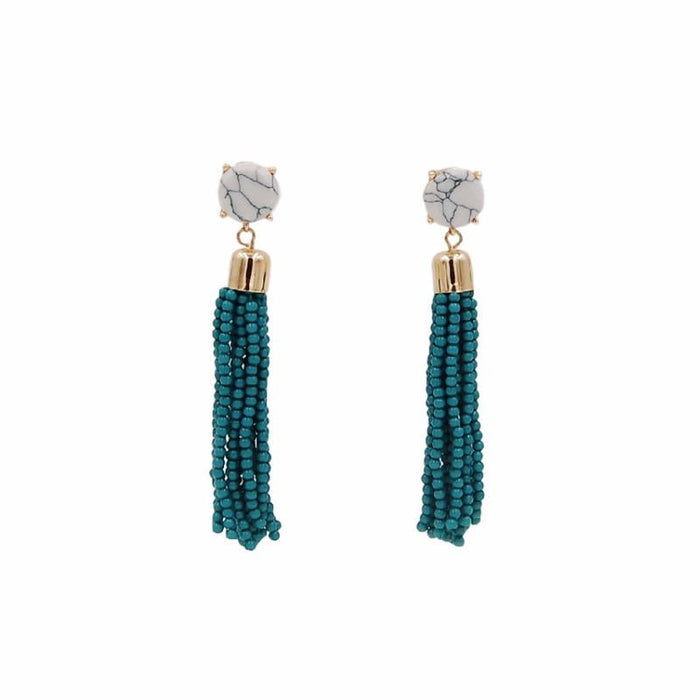Tassel Collection - Jade Beaded Earrings (Ambassador) - Kinsley Armelle