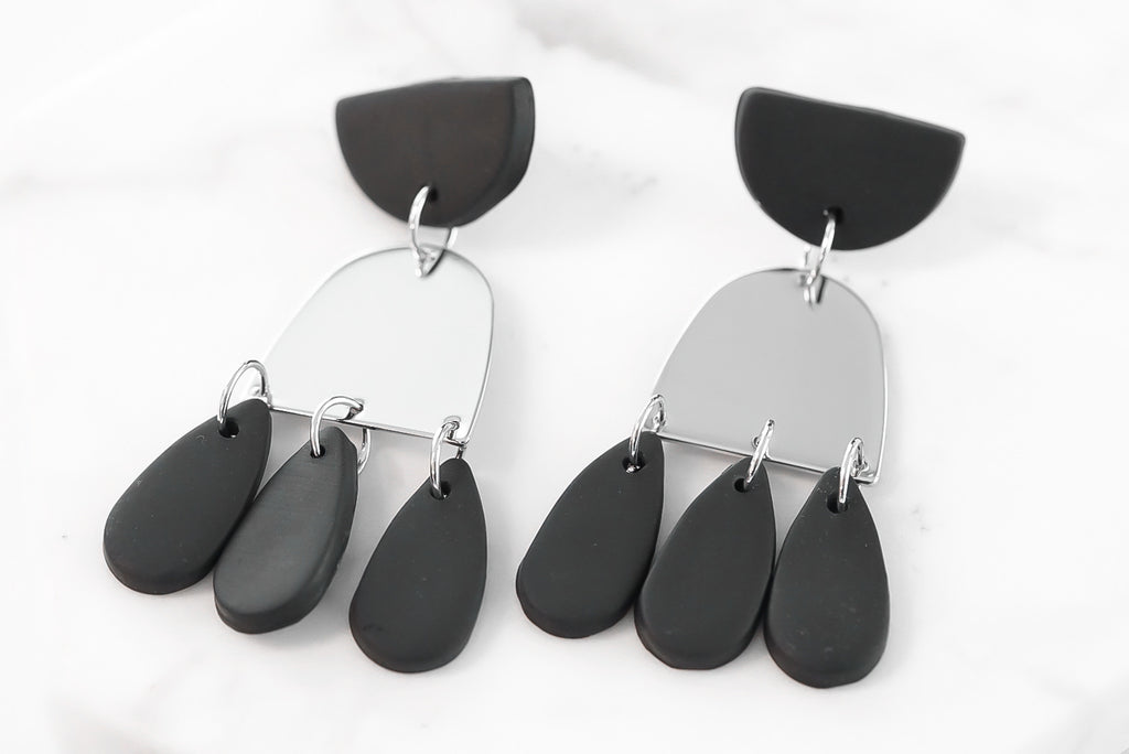 Doris Collection - Silver Raven Earrings