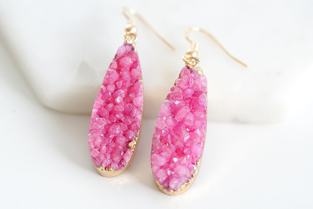 Druzy Collection - Blush Drop Earrings