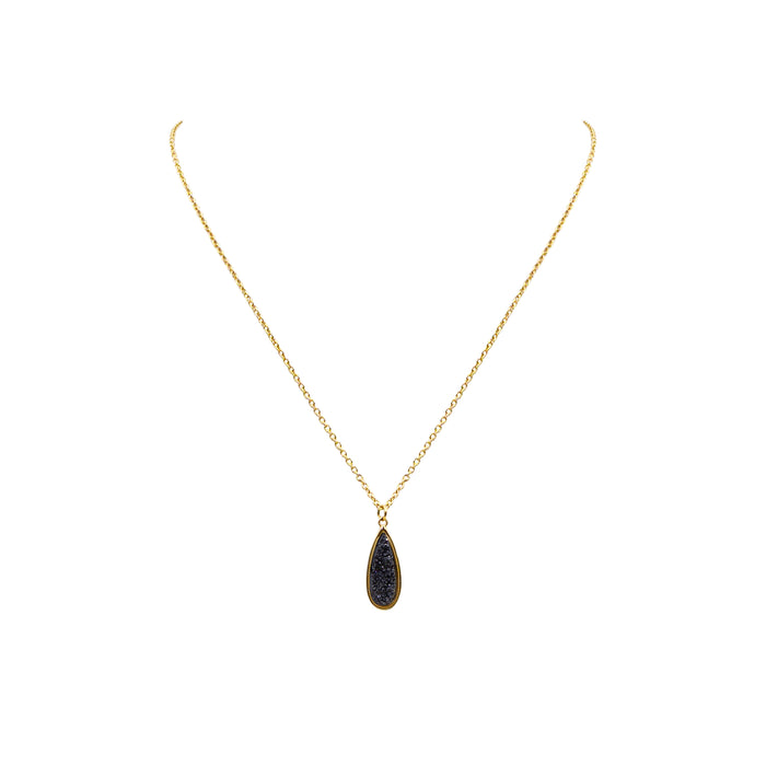 Druzy Collection - Petite Raven Quartz Drop Necklace (Ambassador)