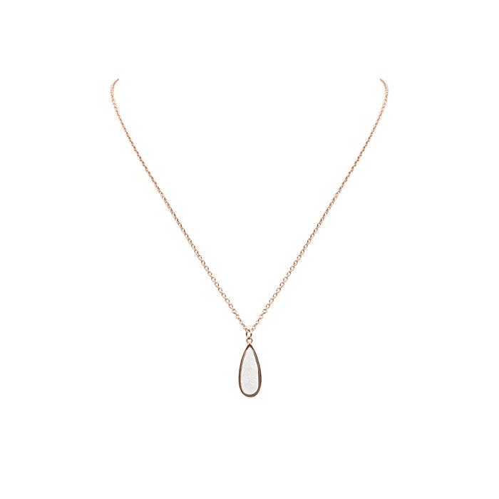 Druzy Collection - Rose Gold Petite Quartz Drop Necklace (Wholesale)