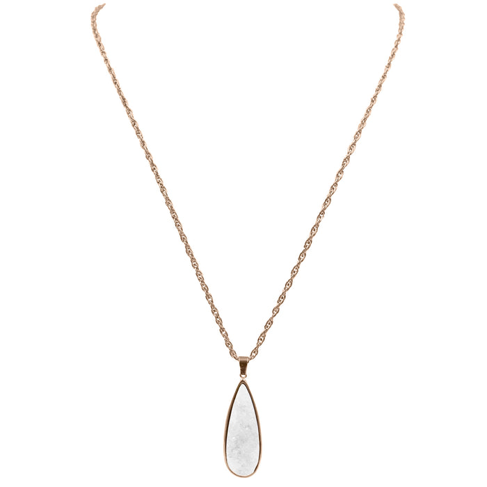 Druzy Collection - Rose Gold Quartz Drop Necklace (Wholesale)