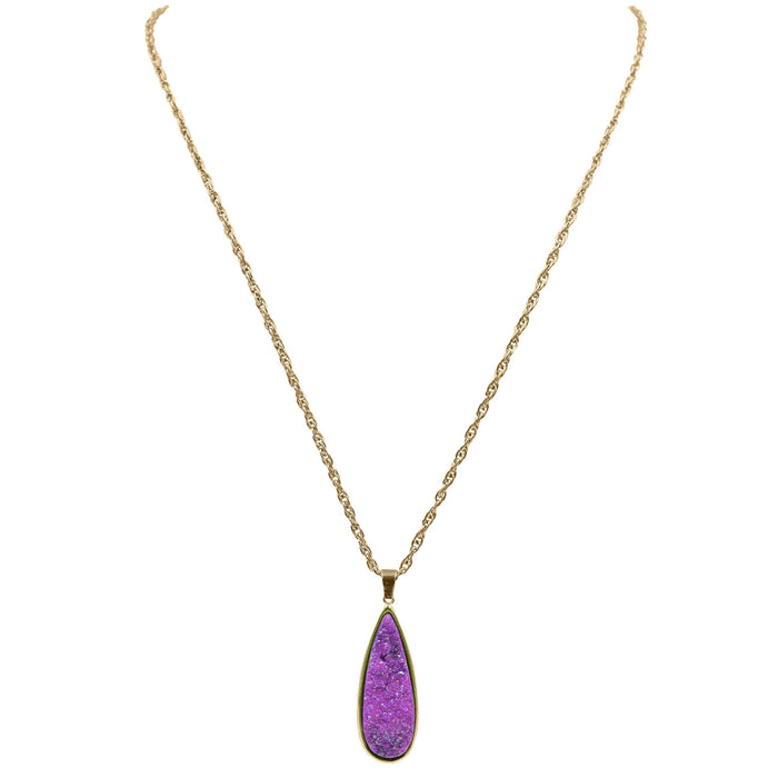 Druzy Collection - Royal Quartz Drop Necklace (Wholesale)