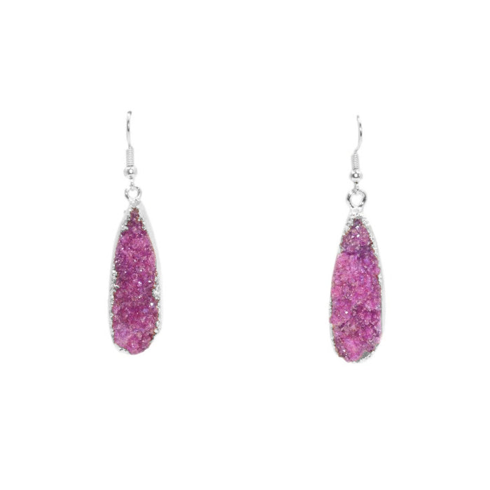 Druzy Collection - Silver Blush Drop Earrings (Wholesale)