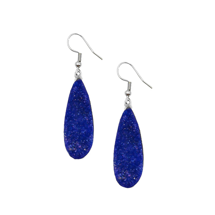 Druzy Collection - Silver Cobalt Drop Earrings (Ambassador)