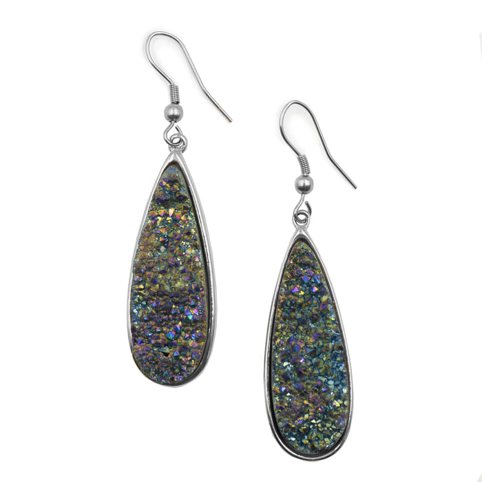 Druzy Collection - Silver Elara Cosmic Quartz Drop Earrings (Ambassador)