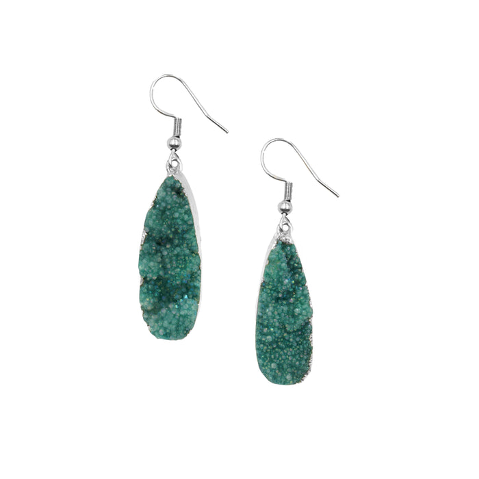 Druzy Collection - Silver Jade Drop Earrings