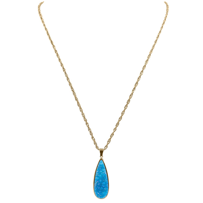 Druzy Collection - Azure Quartz Drop Necklace (Wholesale)