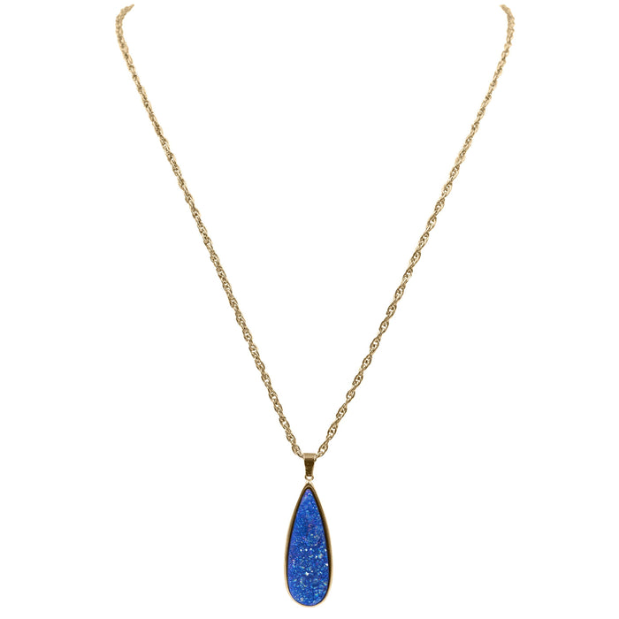 Druzy Collection - Denim Quartz Drop Necklace (Wholesale)
