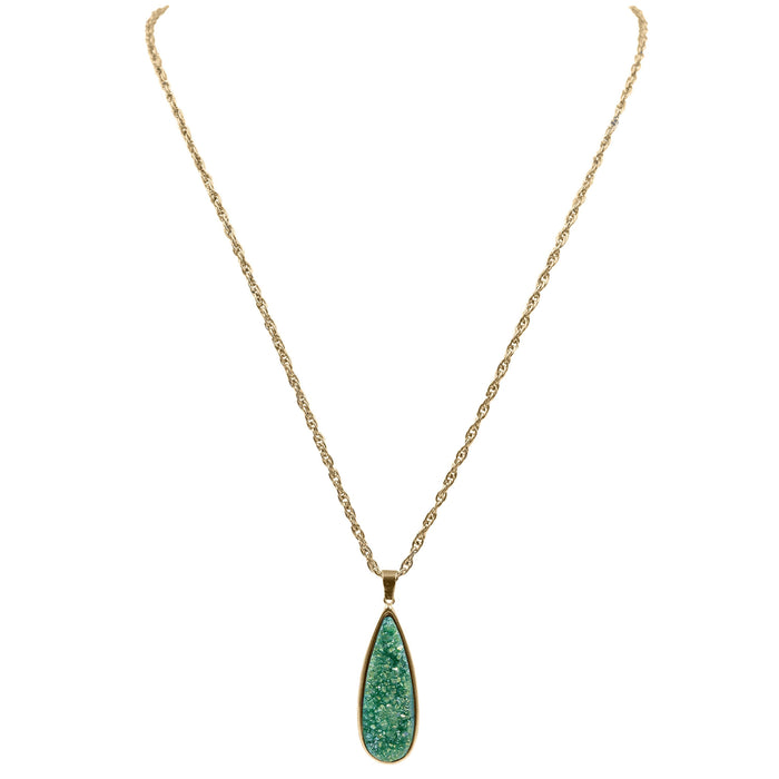 Druzy Collection - Jade Quartz Drop Necklace (Wholesale)