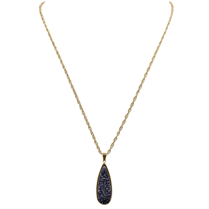 Druzy Collection - Raven Quartz Drop Necklace (Ambassador)