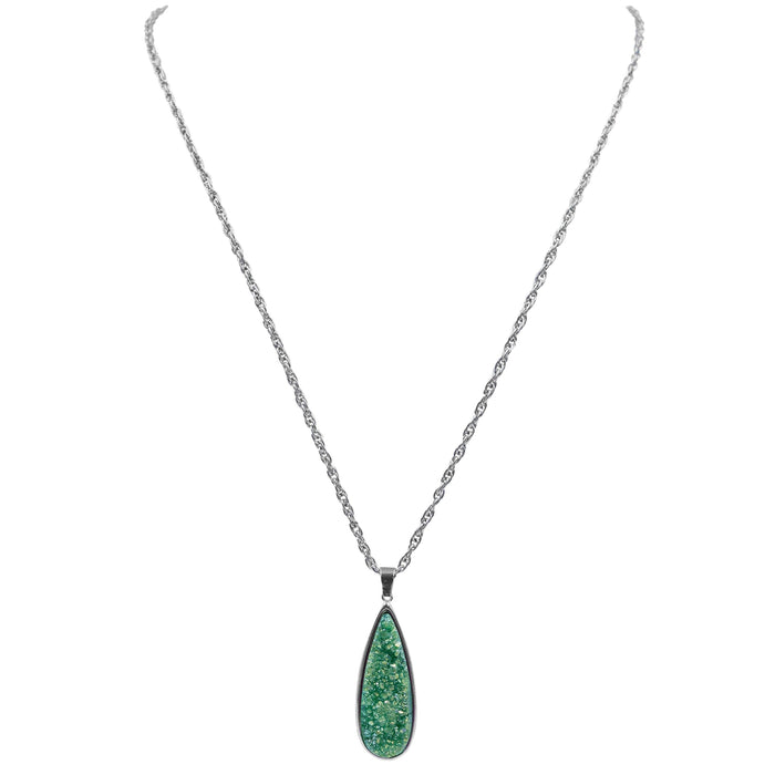 Druzy Collection - Silver Jade Quartz Drop Necklace (Ambassador)