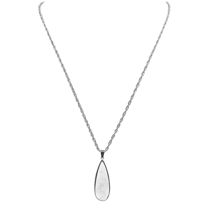 Druzy Collection - Silver Quartz Drop Necklace