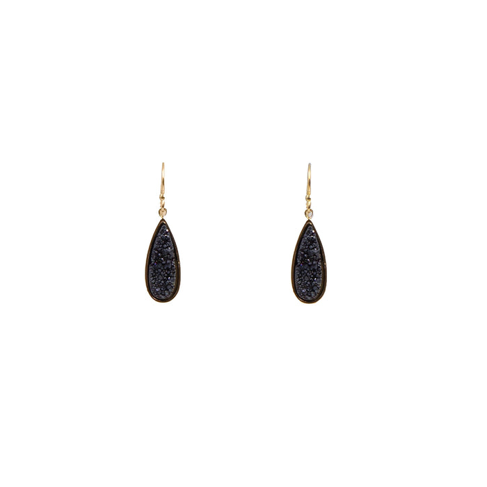 Druzy Collection - Petite Raven Quartz Drop Earrings