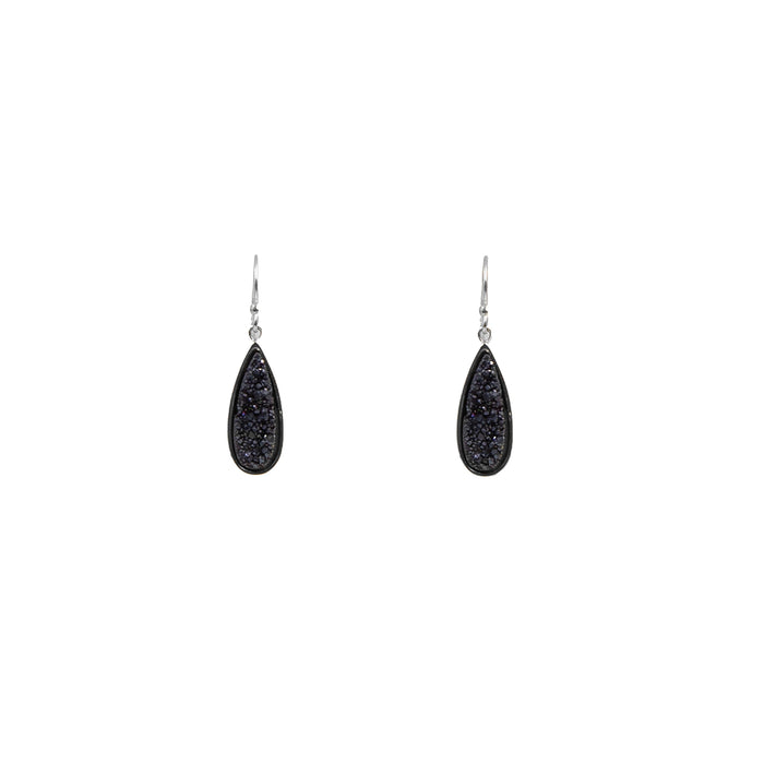 Druzy Collection - Silver Raven Petite Quartz Drop Earrings (Ambassador)