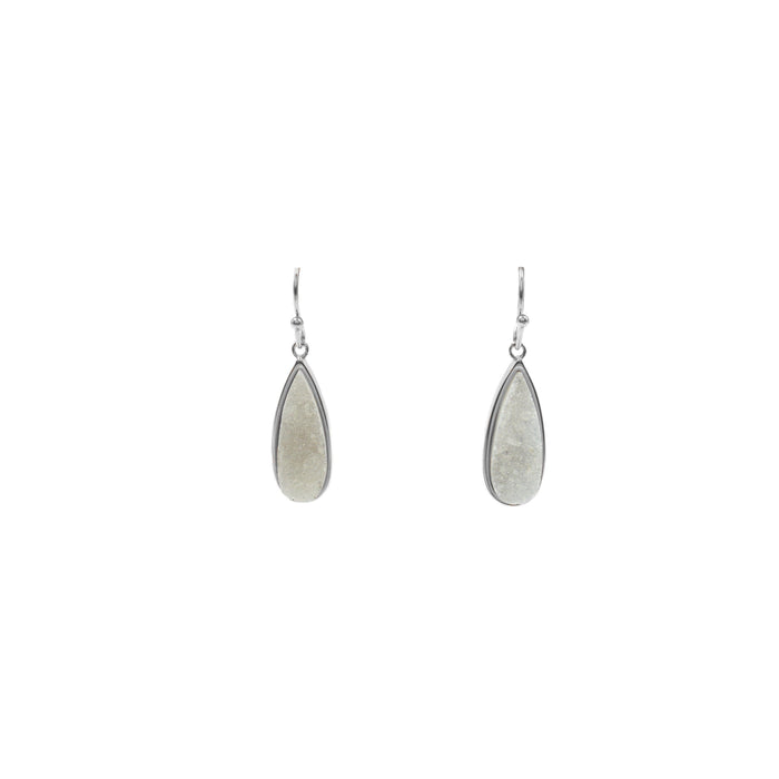 Druzy Collection - Silver Petite Quartz Drop Earrings (Unique)