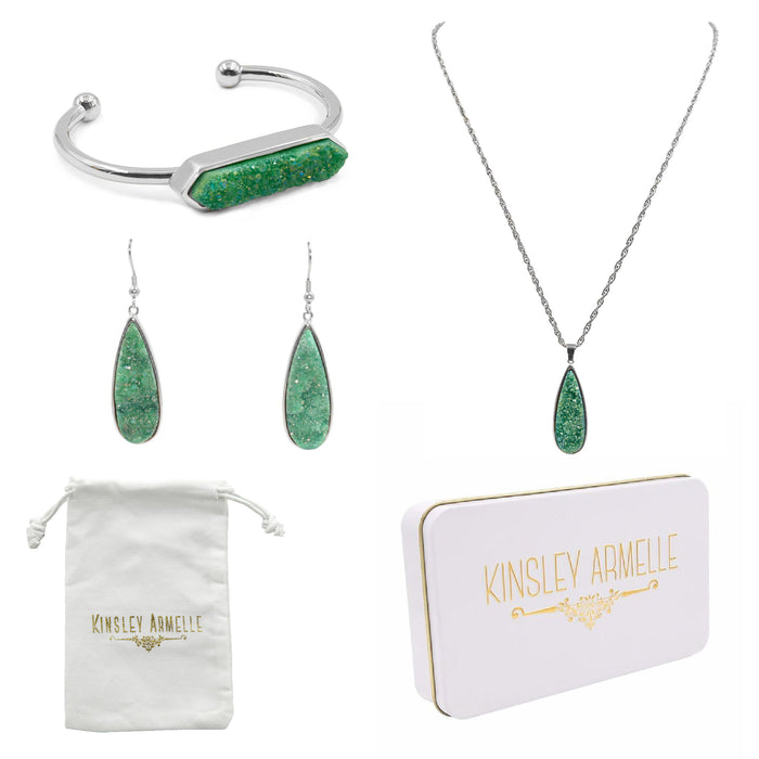 Druzy Silver Jade Quartz Gift Set