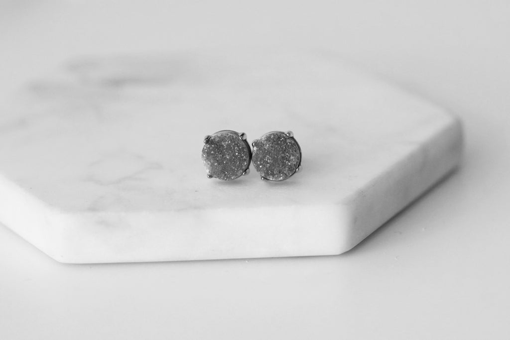 Eden Collection - Silver Stormy Quartz Stud Earrings