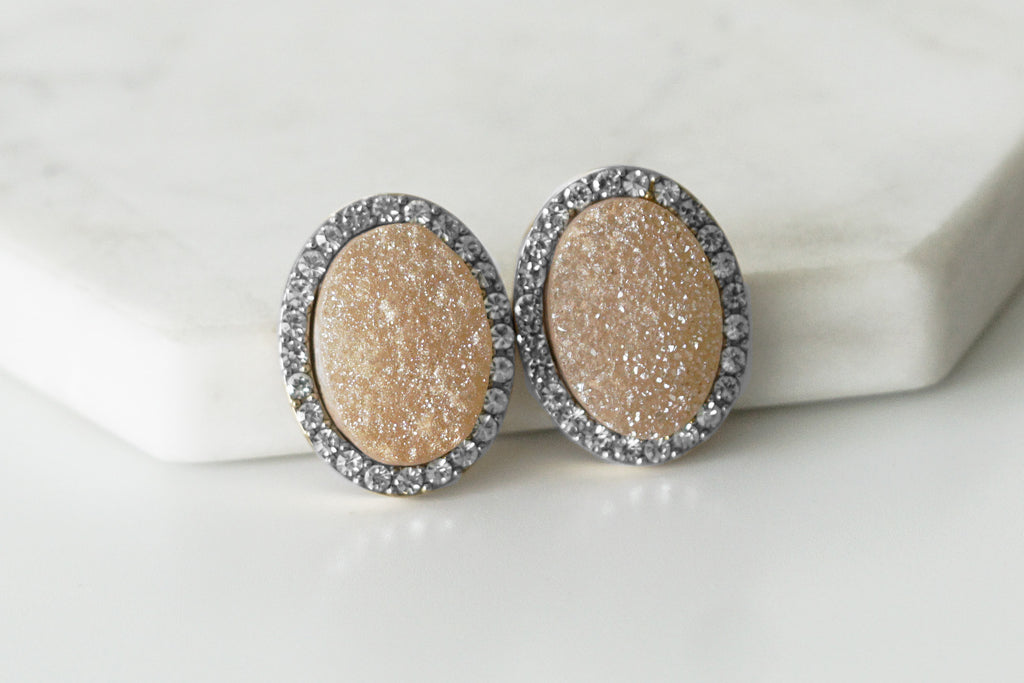 Enchantment Collection - Silver Amber Stud Earrings