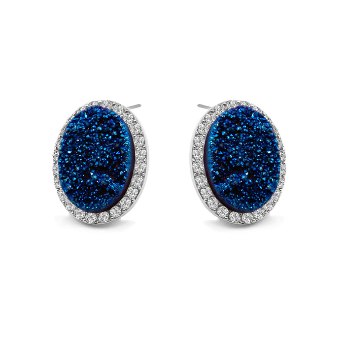 Enchantment Collection - Silver Ondine Blue Stud Earrings (Wholesale)