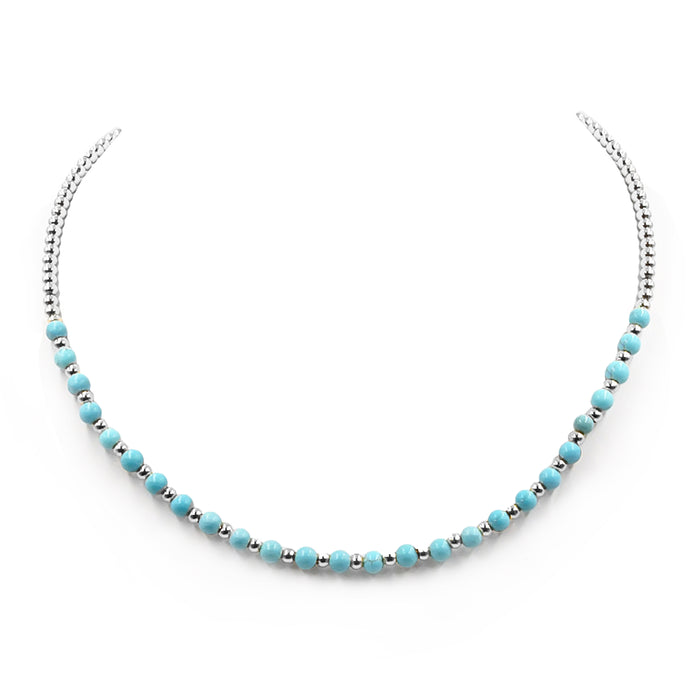 Farrah Collection - Silver Turquoise Necklace (Wholesale)