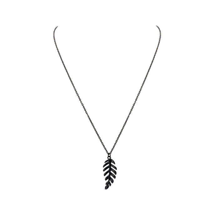 Goddess Collection - Black Laurel Leaf Drop Necklace (Wholesale)