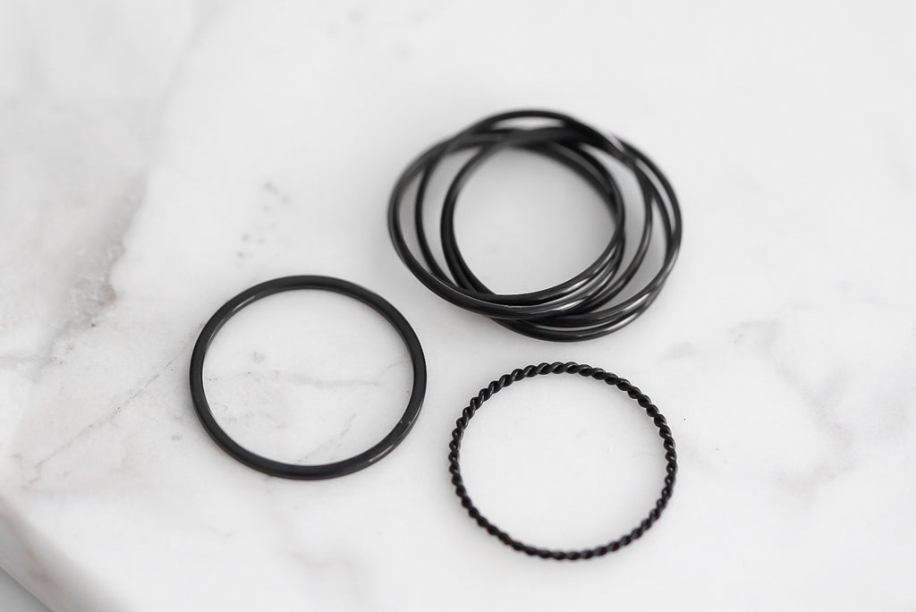 Goddess Collection - Black Ring Set
