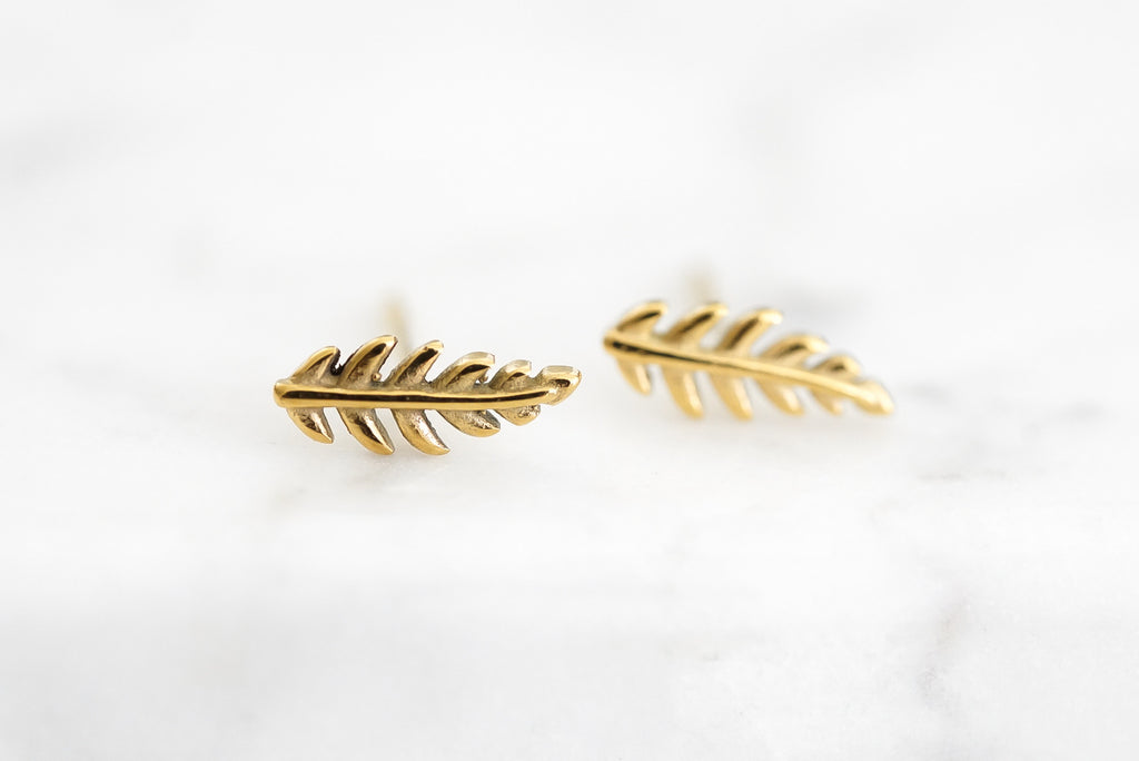 Goddess Collection - Petite Laurel Leaf Stud Earrings