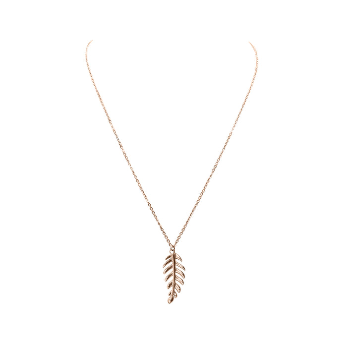 Goddess Collection - Rose Gold Laurel Leaf Drop Necklace