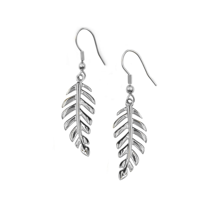 Goddess Collection - Silver Laurel Leaf Drop Earrings (Wholesale)