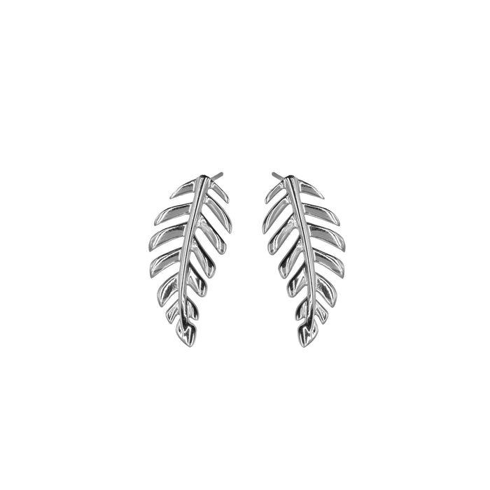 Goddess Collection - Silver Laurel Leaf Stud Earrings (Wholesale)