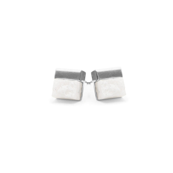 Gracie Collection - Silver Pearl Quartz Stud Earrings