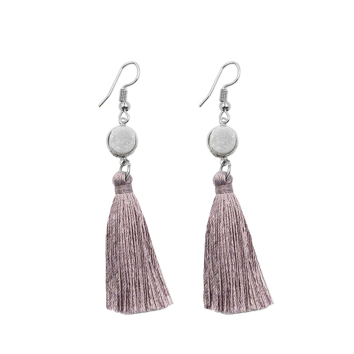 Indra Collection - Silver Lilac Tassel Earrings (Limited Edition) (Ambassador)