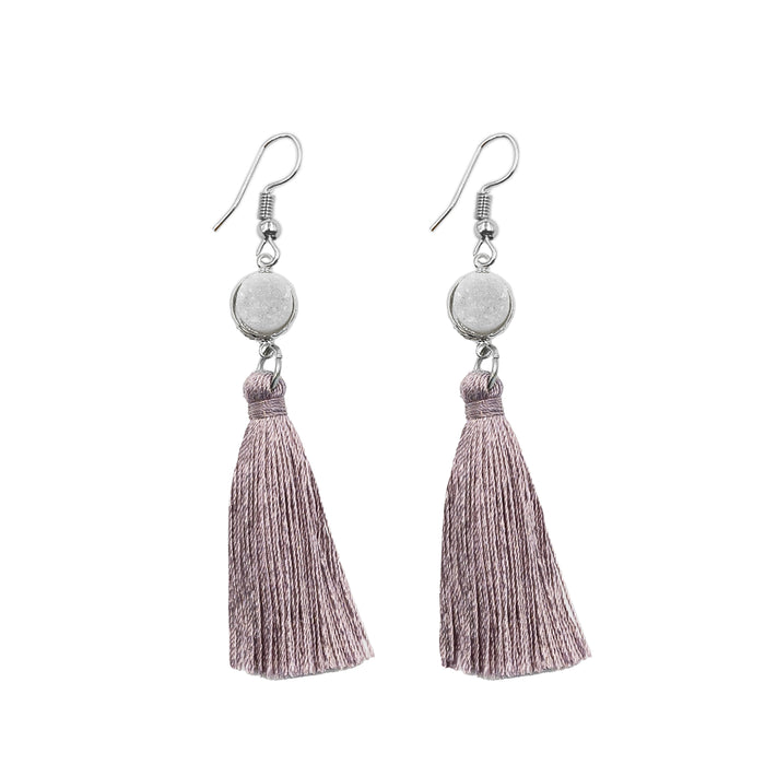 Indra Collection - Silver Lilac Tassel Earrings (Limited Edition) (Wholesale)