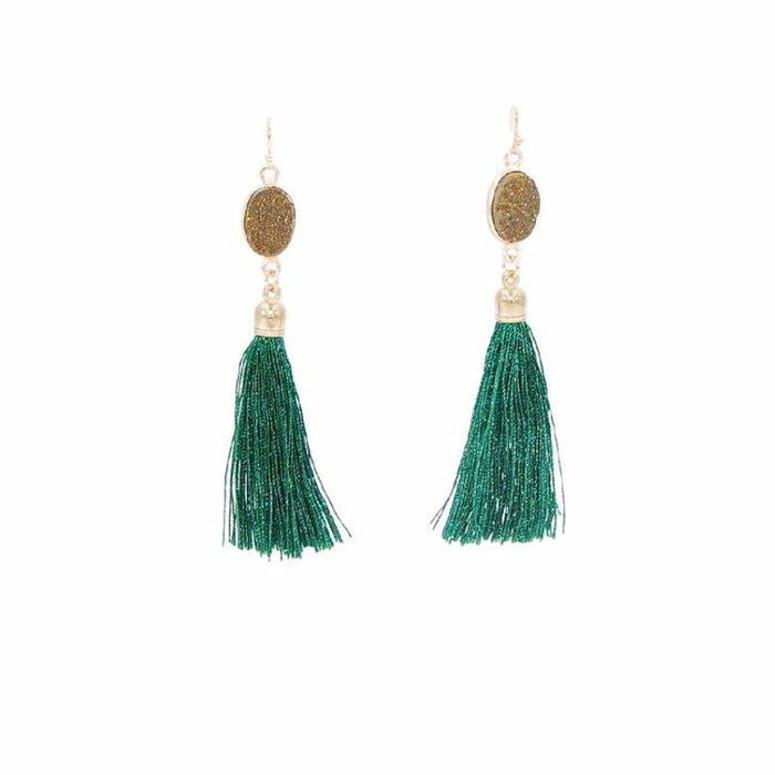 Fringe Collection - Jade Drop Earrings (Wholesale) - Kinsley Armelle